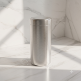 Brushed aluminum travel tin