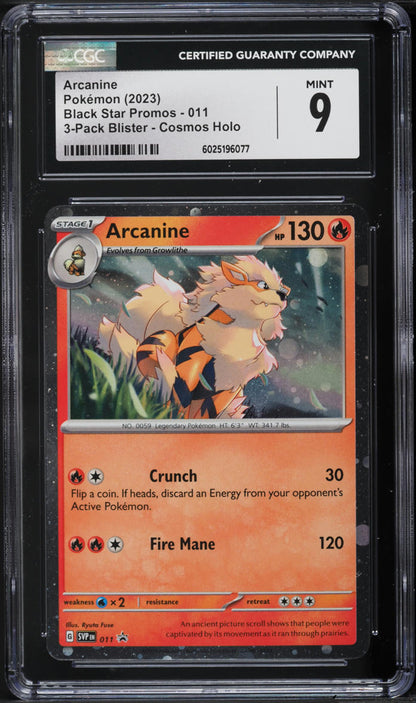 2023 Pokemon SV Black Star Promo Cosmos Holo Arcanine #11 CGC 9 MINT