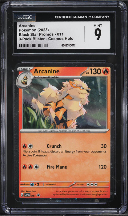 2023 Pokemon SV Black Star Promo Cosmos Holo Arcanine #11 CGC 9 MINT