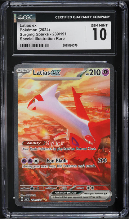 2024 Pokemon SV Surging Sparks Art Rare Latias ex #239 CGC 10 GEM MINT