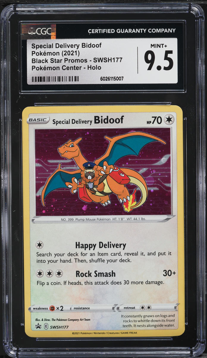 2021 Pokemon SWSH Black Star Promo Holo Special Delivery Bidoof #SWSH177 CGC 9.5