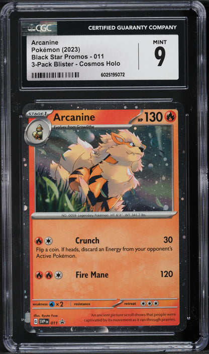 2023 Pokemon SV Black Star Promo Cosmos Holo Arcanine #11 CGC 9 MINT
