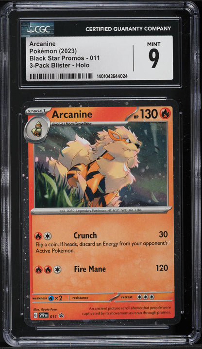 2023 Pokemon SV Black Star Promo Cosmos Holo Arcanine #11 CGC 9 MINT