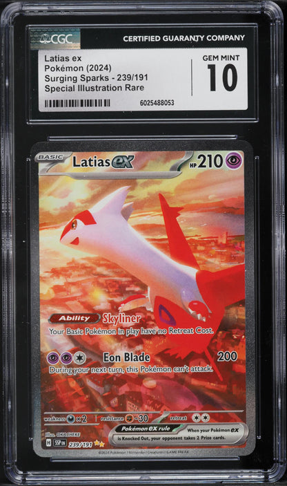 2024 Pokemon SV Surging Sparks Art Rare Latias ex #239 CGC 10 GEM MINT